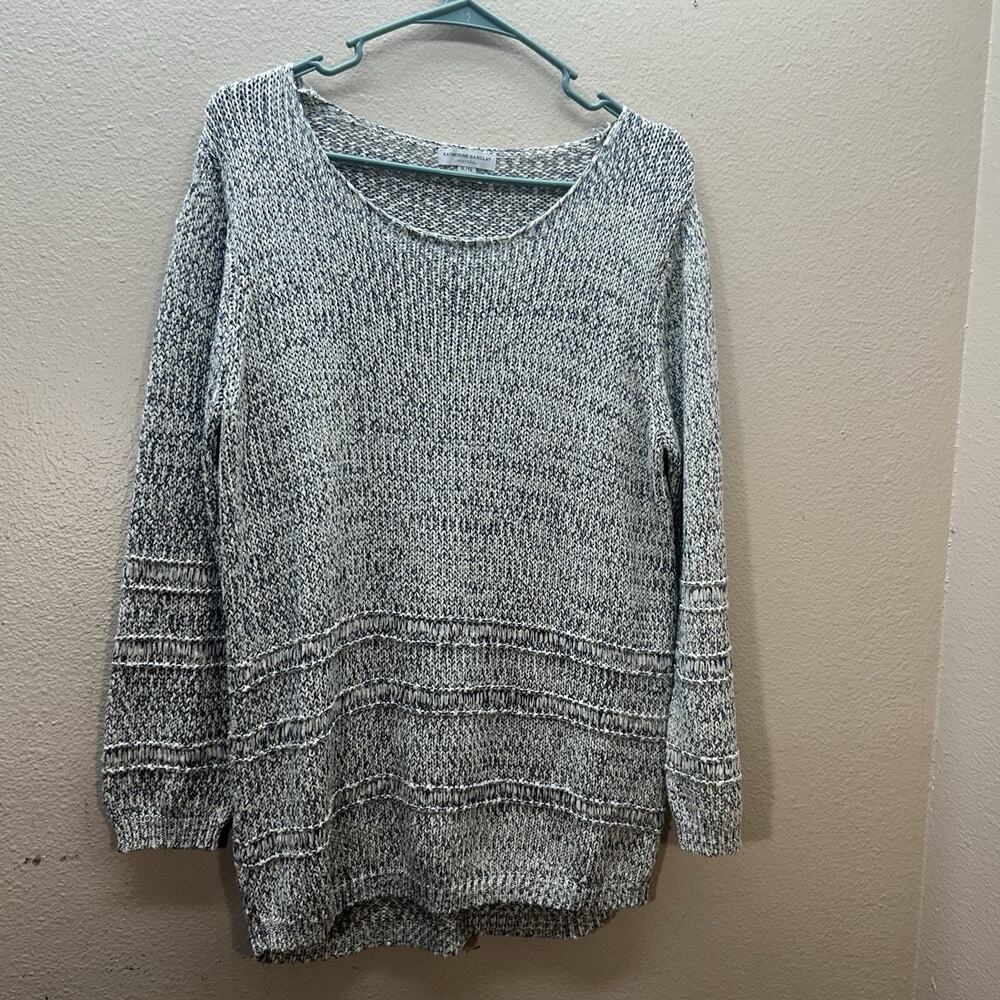 Katherine Barclay Sweater‎ Womens Knit Cotton Blend Fisherman Chunky Scoop Neck
